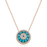 Gümüş Rose Camgöz Nazar Kadın Kolye