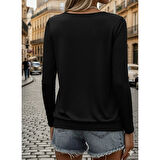 Lucky Life Kadın Uzun Kollu Yuvarlak Yakalı Viskon Bluz