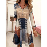 Lucky Life Kadın Uzun Kollu V Yaka Süprem Mini Elbise