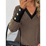 Lucky Life Kadın Uzun Kollu V Yakalı Desenli Süprem Bluz