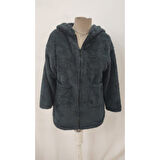 Lucky Life Kadın Uzun Kollu Kapşonlu önden Fermuarlı Cepli Welsoft Ceket