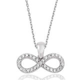 Gümüş Beyaz Taşlı Sonsuzluk Kadın Kolye