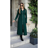 Lucky Life Lucky Life Kadın Uzun Kollu önden Fermuarlı Ithal Krep Elbise