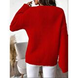 Lucky Life Kadın Uzun Kollu V Yakalı Düğmeli Triko Bluz