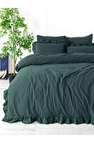 Bedline Nevresim Takımı Çift Kişilik Exclusive Stonewashed Koyu Yeşil