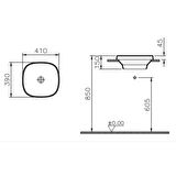 VitrA Frame 5654B403-0016 Tezgah Üstü Kare Lavabo, 41cm, Beyaz