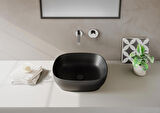 VitrA Outline 59954B483-0016 Kare Çanak Lavabo, 48 cm, Mat Siyah
