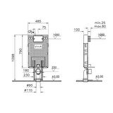 VitrA Pro 750-1851-01UYT Gömme Rezervuar, Asma Klozetler için, İnce Metal Ayaklı, 3/6 L