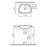 VitrA Frame 5696B483-0041 Armatür Bantlı Tezgah Üstü TV Lavabo, 57 cm, Mat Siyah