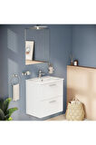 Mia 75021 Banyo Dolabı Seti, Çekmeceli, 60 Cm, Parlak Beyaz