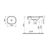 VitrA Plural Tezgahaltı lavabo 7812B403-1083 Üçgen - kompakt - 45x40 cm - armatür deliksiz - su taşma deliksiz - Clean - beyaz