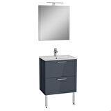 VitrA Mia 75073 Banyo Dolabı Seti Çekmeceli, Ayaklı, 60 cm, Antrasit