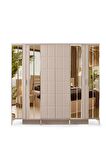 HELSİNKİ GARDIROP-MDF-KUM BEJİ-240X60X220CM-6 KAPAK-AYNALI KAPAK-ÜCRETSİZ NAKLİYE VE MONTAJ