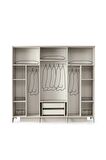 Milano Gardırop-mdf-kum Beji-230x58x210cm-6 Kapak-aynalı Kapak-ücretsiz Nakliye Ve Montaj