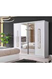 Palermo Gardırop-beyaz-207x60x215cm-sürgülü Aynalı Kapak-ücretsiz Nakliye Ve Montaj