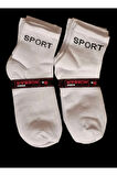 6 Çift Esnek Erkek Kadın Unisex Beyaz Pamuklu Kolej Çorabı