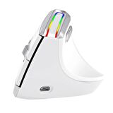 Trendstok INFINY V20LD Bluetooth5.0 + 2.4Ghz. RGB LED'li Şarjlı Kablosuz Ergonomik Dikey Vertical Mouse-BEYAZ