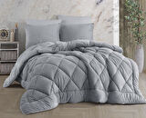 COMFORT YORGAN SETİ ÇİFT KİŞİLİK STRİPE GRİ