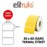 Elitrulo Barkod Etiketi 30x60 Termal SARI - 1000 Adet