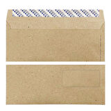 Elitstore Diplomat Zarf Kraft Pencereli Silikonlu 90 gr. 10.5 cm x 24 cm 100'lü Paket