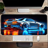 70X30 CM TURBO YARIŞ SPOR ARABA TEMALI KAYDIRMAZ TABAN SPEED YÜZEY OYUNCU MOUSE PAD GAMİNG