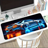 70X30 CM TURBO YARIŞ SPOR ARABA TEMALI KAYDIRMAZ TABAN SPEED YÜZEY OYUNCU MOUSE PAD GAMİNG