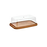 Bienwood Bie 7079 Ahşap 3' lü Plastik Saklama Rafı- Ahşap Havluluk + Tereyağlık + Mini Fanus