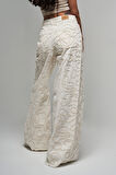 Kadın Ekru Renk 7s5-101 Özel Kumaş %100 Koton Palazzo Fit Tasarım Denim Jean