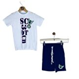Erkek Çocuk İkili Takım Beyaz T-Shirt Lacivert Şort