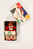 4'lü Paket New Year Box  Art Soket Çorap Desenli