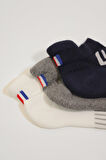 3'lü Paket Golf Unisex Step Çorap Beyaz/Lacivert/Gri