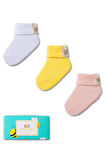 Bebek 3'lü Arı Kutu Detaylı Basic Patik Çorap