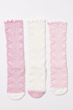 Kız Bebek 3'lü Paket Dizaltı Çorap Pembe