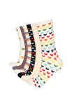 Kadın 6'lı Paket Kapli Desenli Soket Çorap