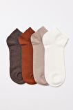 Erkek 4'lü Paket Step Çorap Kahverengi Mix