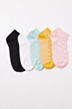 Kadın Şeritli 5'li Paket Patik Çorap