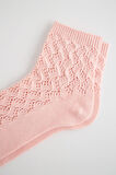 Kadın Premium Desenli Triko Soket Çorap Açık Pembe