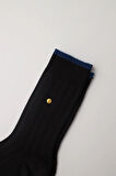 Erkek Zımbalı Ekose Soket Çorap Siyah-Lacivert