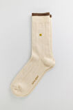 Erkek Zımbalı Ekose Soket Çorap Ekru-Kahverengi