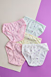 Kız Çocuk 5 li Paket Çiçek Desenli Slip Çok Renkli