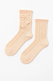 Kadın Örgü Fiyonklu Triko Çorap Ekru