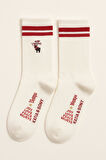 Unisex Geyikli Yılbaşı Soket Çorap Beyaz