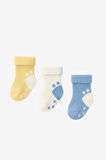 Bebek 3'lü Havlu Soket Çorap Mavi-Beyaz-Sarı