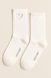 Kadın Kalp Pencereli Soket Çorap Beyaz