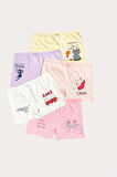 Kız Çocuk Kedi Desenli 5'li Boxer