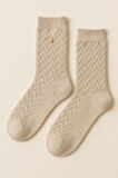 Kadın Zımbalı Yün Soket Çorap Bej Melanj