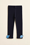 Çocuk Fil Aksesuarlı Pamuklu Tayt Pantolon Lacivert