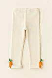 Çocuk Havuç Aksesuarlı Pamuklu Tayt Pantolon Bej