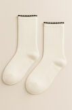Kadın Bileği Fırfırlı Soket Çorap Ekru