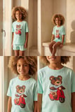 Çocuk Motorlu Teddy Desenli Şortlu Pijama Takımı